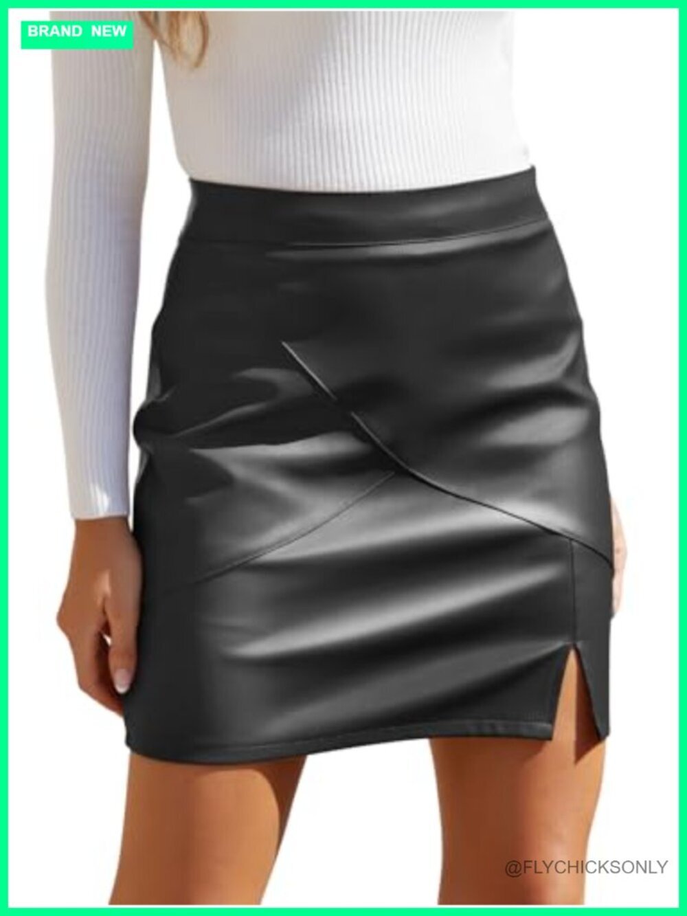 Faux Leather High Waisted Bodycon Pencil Mini Skirt with Built-in Shorts